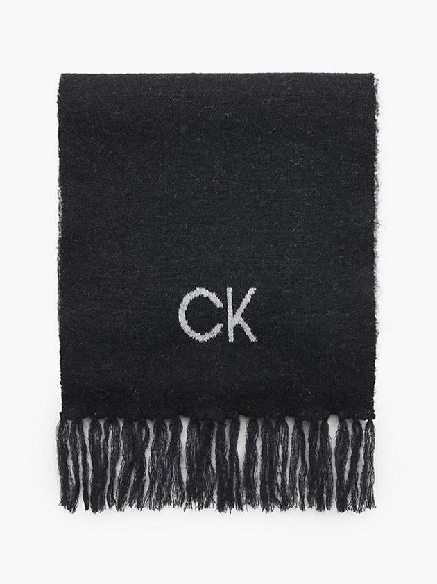 Calvin Klein USA Wool Blend Logo Womens Scarf Black 4312570-BU